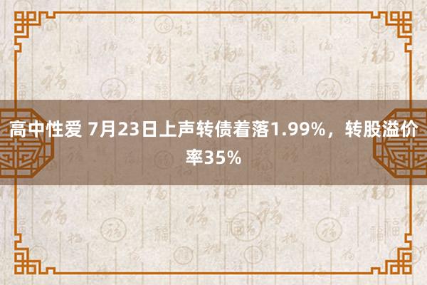 高中性爱 7月23日上声转债着落1.99%，转股溢价率35%