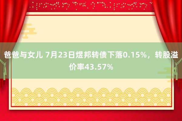 爸爸与女儿 7月23日煜邦转债下落0.15%，转股溢价率43.57%