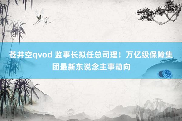 苍井空qvod 监事长拟任总司理！万亿级保障集团最新东说念主事动向