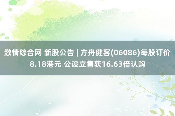 激情综合网 新股公告 | 方舟健客(06086)每股订价8.18港元 公设立售获16.63倍认购