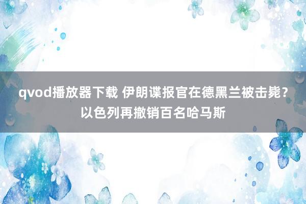 qvod播放器下载 伊朗谍报官在德黑兰被击毙？以色列再撤销百名哈马斯