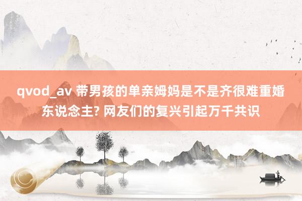 qvod_av 带男孩的单亲姆妈是不是齐很难重婚东说念主? 网友们的复兴引起万千共识